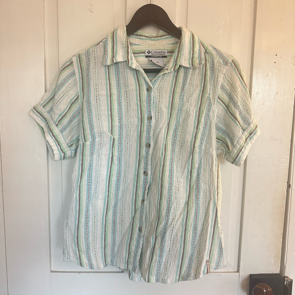 Columbia Women's Striped Button Down Shirt size small